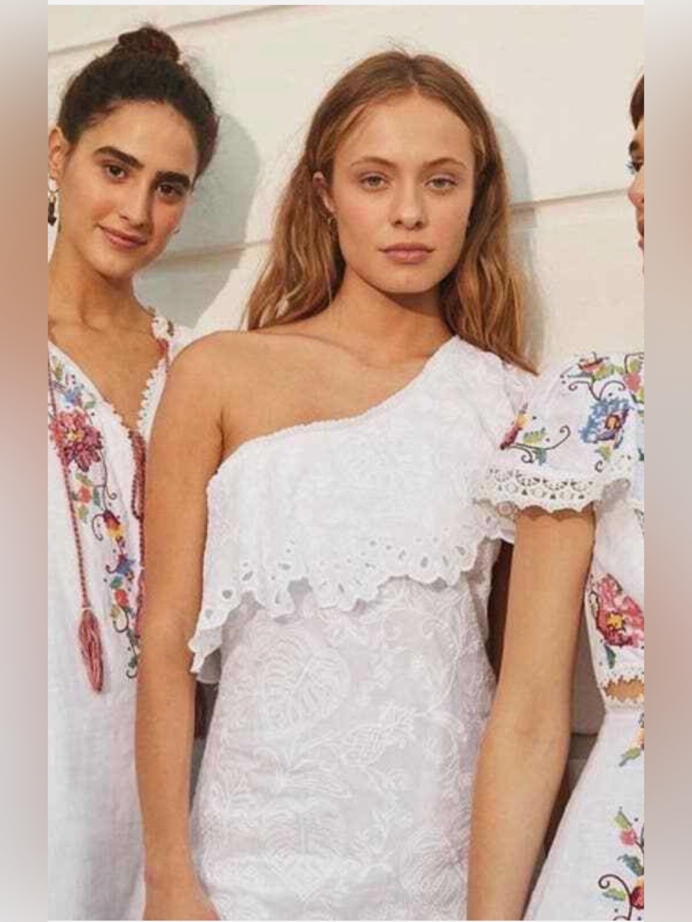 NWT Farm Rio Ruffle One Shoulder Eyelet Lace Mini Dress in White Size Large